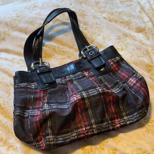 Coach Black and Red Plaid Shoulder Bag